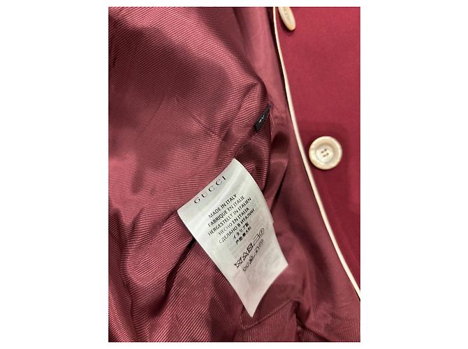 Blazer Gucci de lã borgonha com vivo branco e bordado de pássaro Bordeaux - vista 4