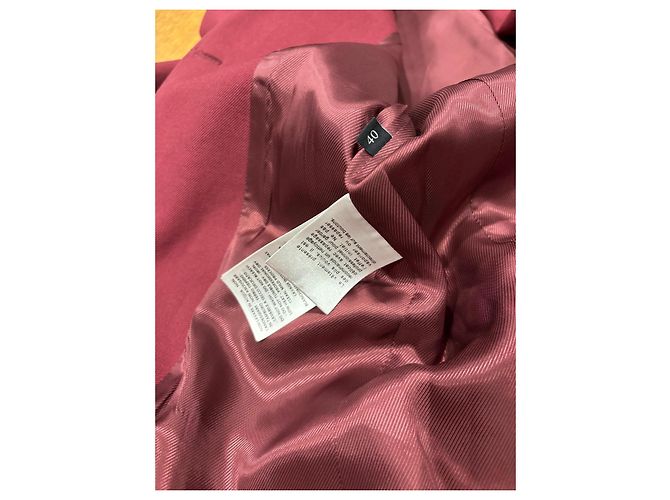 Blazer Gucci de lã borgonha com vivo branco e bordado de pássaro Bordeaux - vista 5