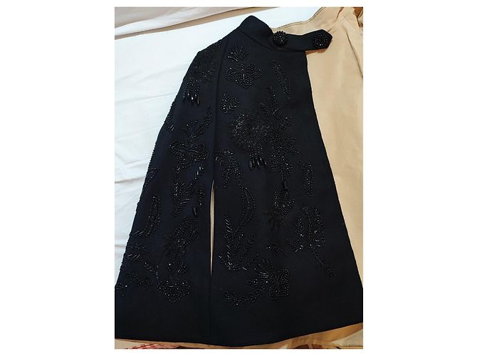 Prada Embroidered Black Wool Cape - view 4