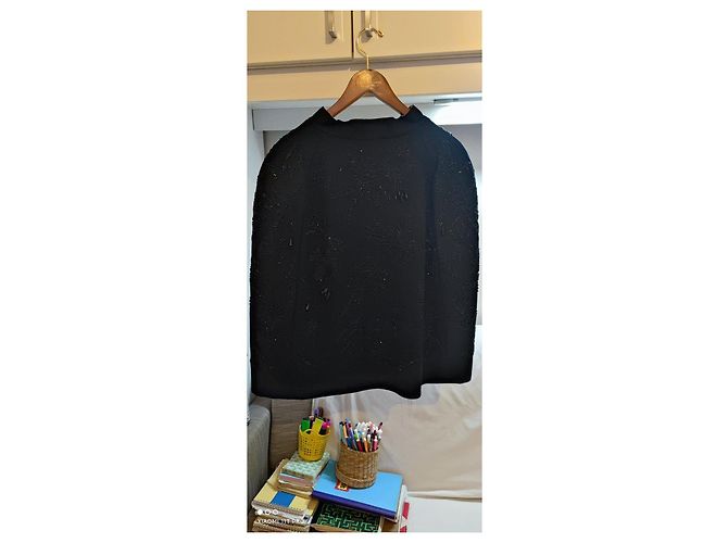 Prada Embroidered Black Wool Cape - view 8