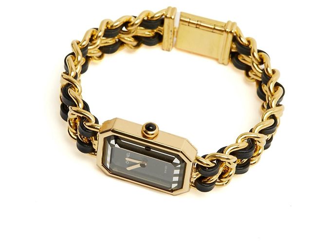 Chanel Première Uhr Goldfarbenes Metall Schwarzes Leder Golden - Ansicht 3