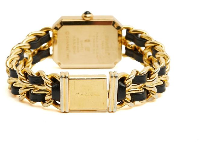 Chanel Première Uhr Goldfarbenes Metall Schwarzes Leder Golden - Ansicht 4