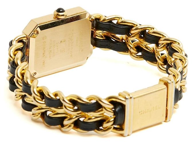 Chanel Première Uhr Goldfarbenes Metall Schwarzes Leder Golden - Ansicht 5
