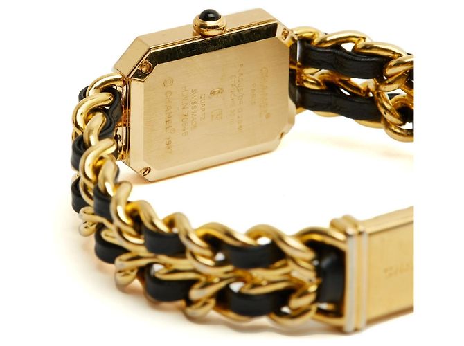 Chanel Première Uhr Goldfarbenes Metall Schwarzes Leder Golden - Ansicht 6