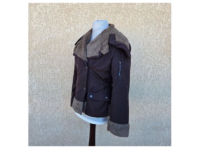 Christian Dior kurze braune Baumwolljacke mit Kunstfellfutter - Ansicht 2