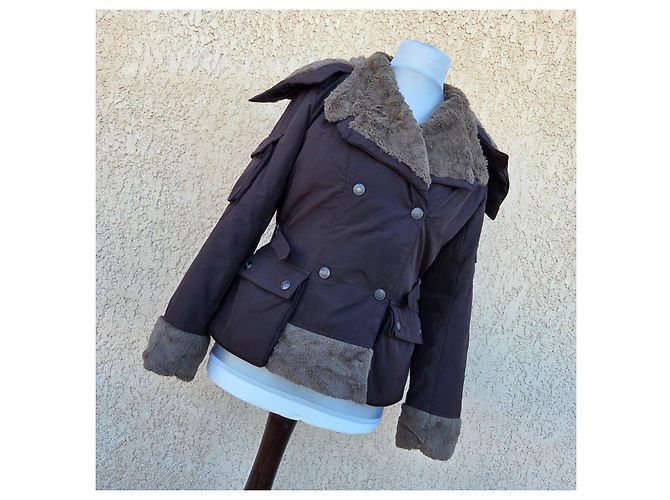 Christian Dior kurze braune Baumwolljacke mit Kunstfellfutter - Ansicht 7
