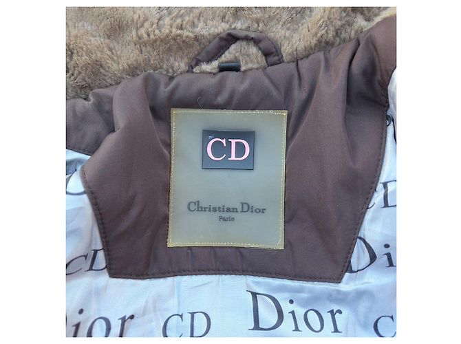 Christian Dior kurze braune Baumwolljacke mit Kunstfellfutter - Ansicht 8