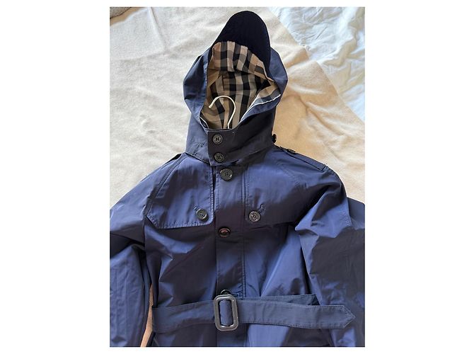 Trench coat blu navy per bambini Burberry con fodera Nova Check - vista 7