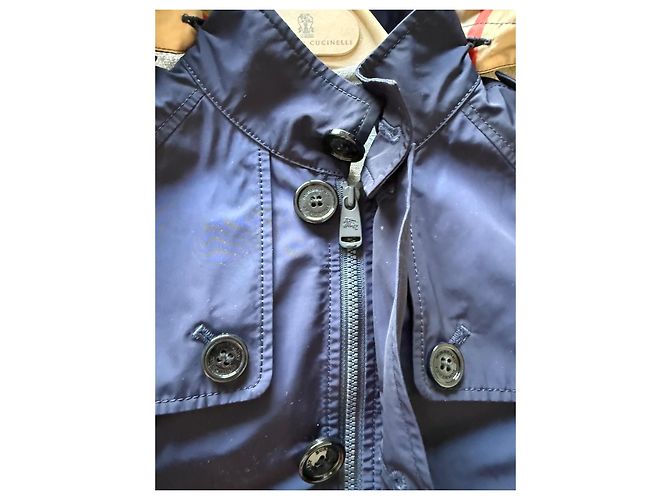Trench coat blu navy per bambini Burberry con fodera Nova Check - vista 8