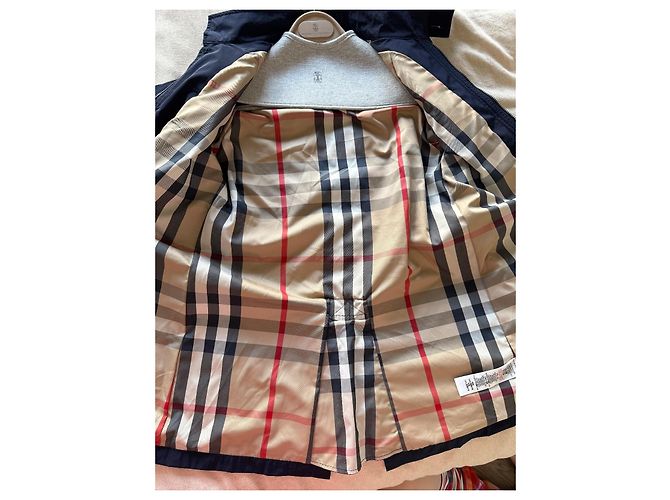 Trench coat blu navy per bambini Burberry con fodera Nova Check - vista 9