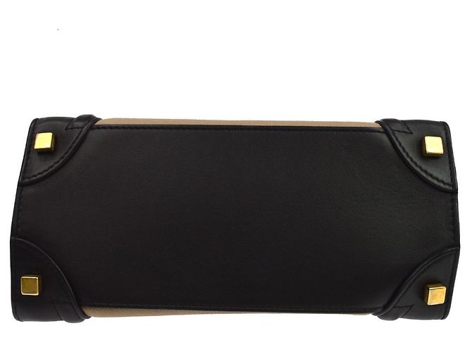 Céline Celine Tricolor Luggage Leather Medium Bege - vista 3