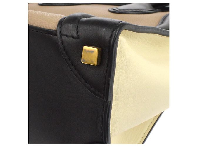 Céline Celine Tricolor Luggage Leather Medium Bege - vista 4