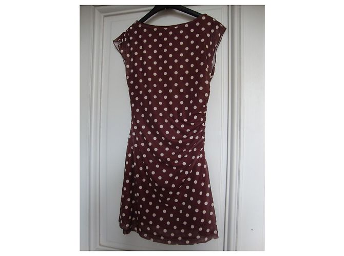 Autre Marque Vestido Curto Bordô com Bolinhas Branco Bordeaux - vista 3