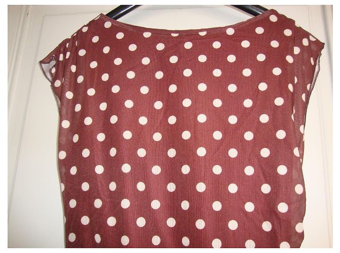 Autre Marque Vestido Curto Bordô com Bolinhas Branco Bordeaux - vista 4