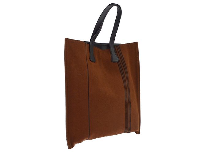 Hermès Hermes Calicut Cabas Ribbed Canvas with Leather Brown - view 2