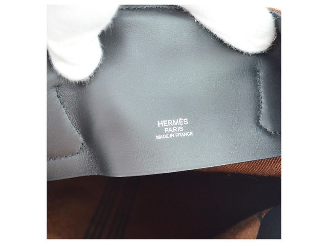 Hermès Hermes Calicut Cabas Ribbed Canvas with Leather Brown - view 4
