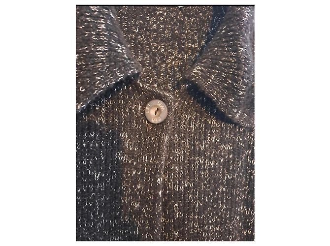 Autre Marque Damen Strickmantel Metallisch Dunkelbraun - Ansicht 3