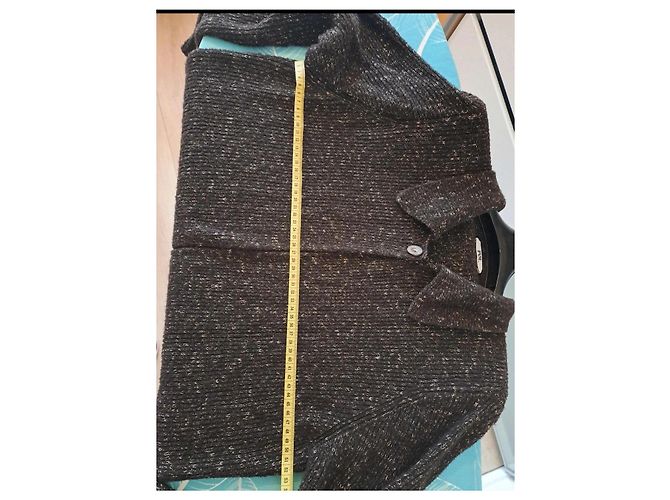 Autre Marque Damen Strickmantel Metallisch Dunkelbraun - Ansicht 5