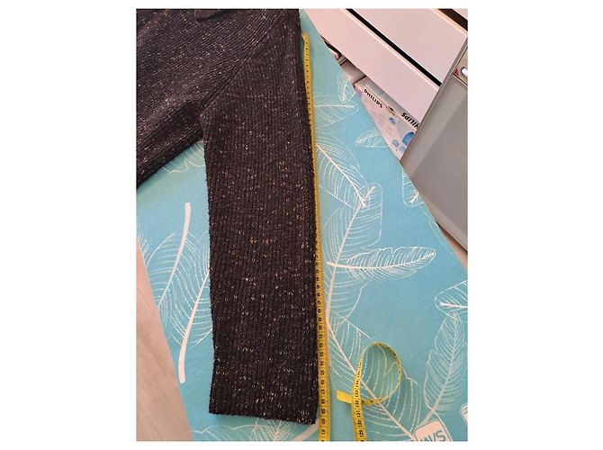 Autre Marque Damen Strickmantel Metallisch Dunkelbraun - Ansicht 6