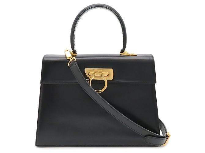 Borsa a tracolla in pelle Gancini Salvatore Ferragamo Nero - vista 2