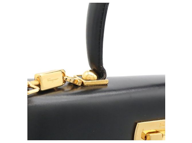 Borsa a tracolla in pelle Gancini Salvatore Ferragamo Nero - vista 6