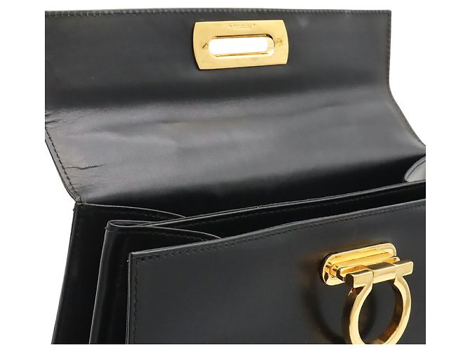 Borsa a tracolla in pelle Gancini Salvatore Ferragamo Nero - vista 8
