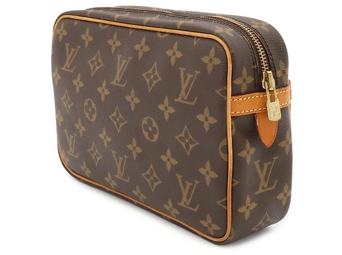 Louis Vuitton Monogram Compiegne 23 Second Bag Clutch Marrom Monograma - vista 3