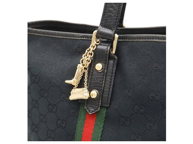 Borsa Tote/Spalla Gucci GG Canvas Sherry Line Nero Rosso Verde - vista 10