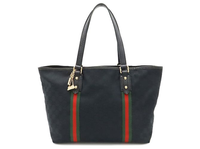Borsa Tote/Spalla Gucci GG Canvas Sherry Line Nero Rosso Verde - vista 2