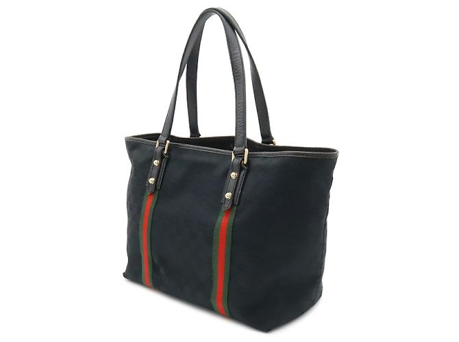 Borsa Tote/Spalla Gucci GG Canvas Sherry Line Nero Rosso Verde - vista 3