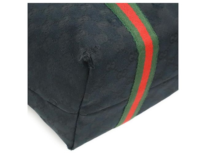 Borsa Tote/Spalla Gucci GG Canvas Sherry Line Nero Rosso Verde - vista 4