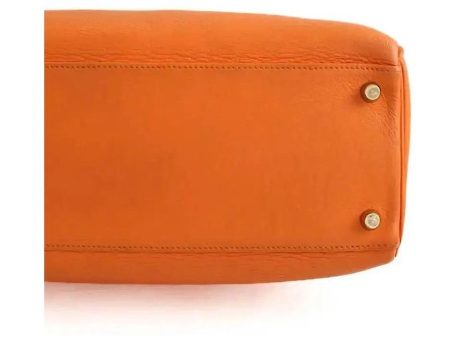Borsa a mano Hermès Kelly 32 in pelle arancione - vista 7
