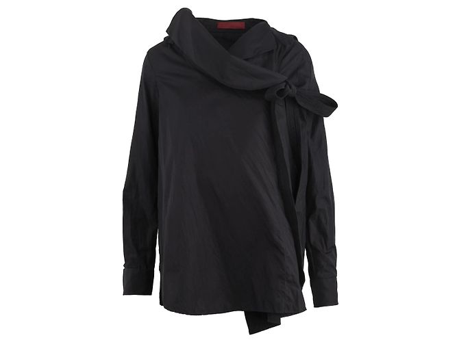 Autre Marque Camicia asimmetrica Diliborio in cotone nero oversize - vista 3