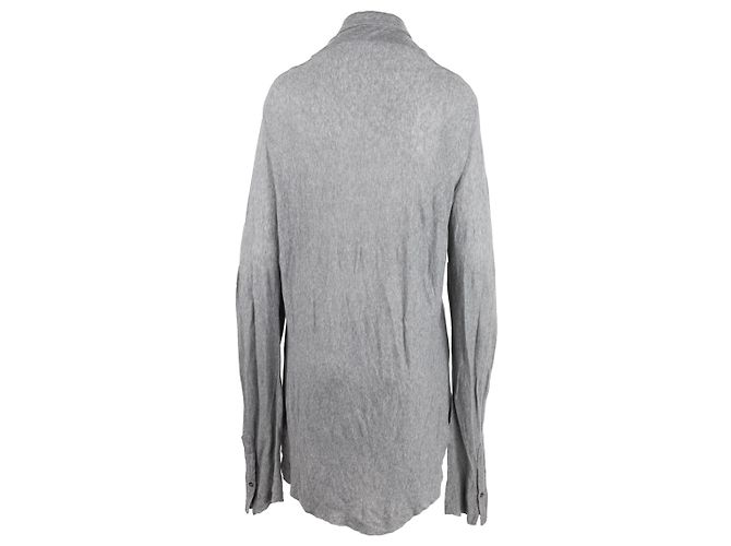 Autre Marque Camicia lunga Diliborio in cotone grigio con ricami - vista 2