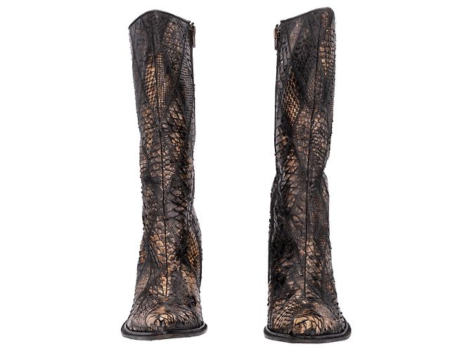 Autre Marque Sergio Amaranti Lederstiefel Braun Schlangenmuster - Ansicht 2