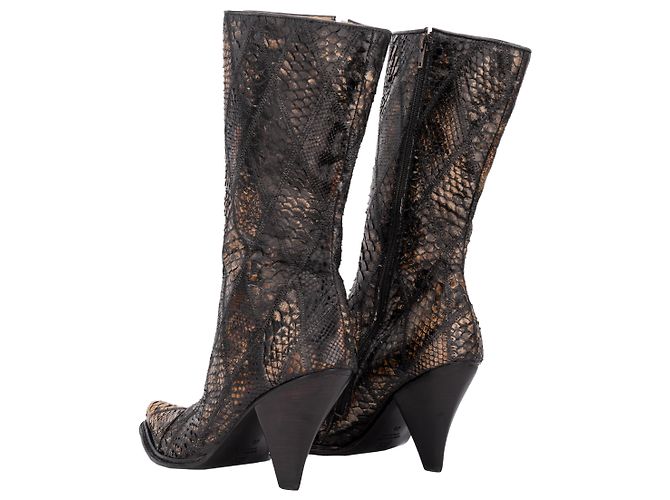 Autre Marque Sergio Amaranti Lederstiefel Braun Schlangenmuster - Ansicht 3