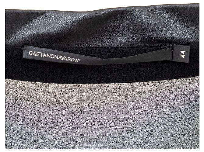 Autre Marque Gaetano Navarra Bluse aus schwarzem Leder - Ansicht 8
