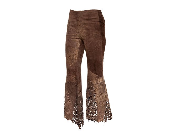 Calças de camurça com corte a laser Roberto Cavalli Marrom - vista 3