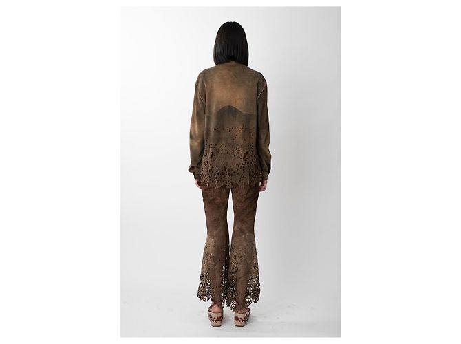 Calças de camurça com corte a laser Roberto Cavalli Marrom - vista 4