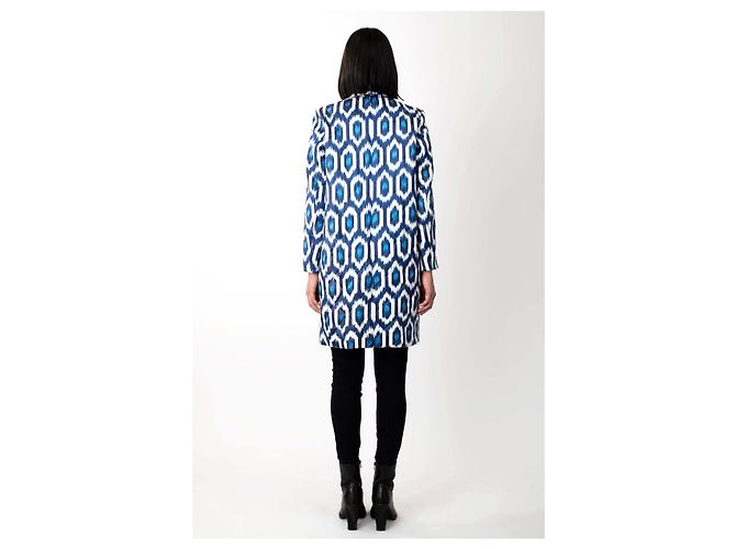 Autre Marque Moel Bosh Ikat Steppmantel Blau Weiß - Ansicht 4