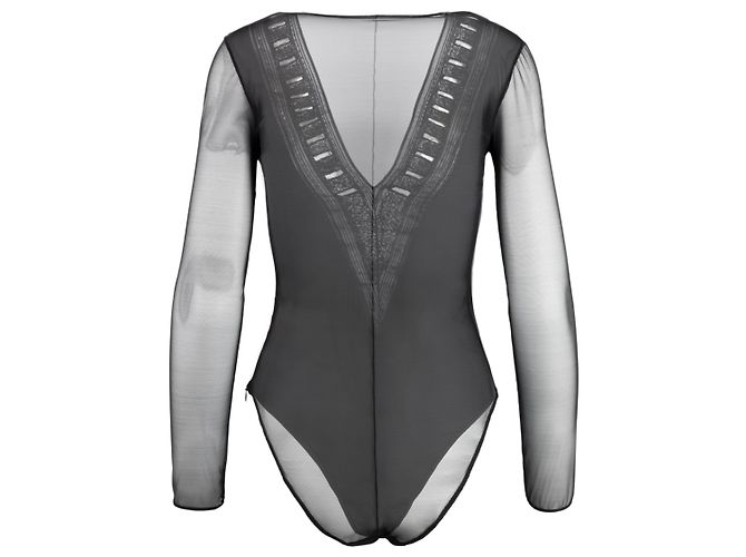 Gianfranco Ferré Body ricamato semi-trasparente Nero - vista 2