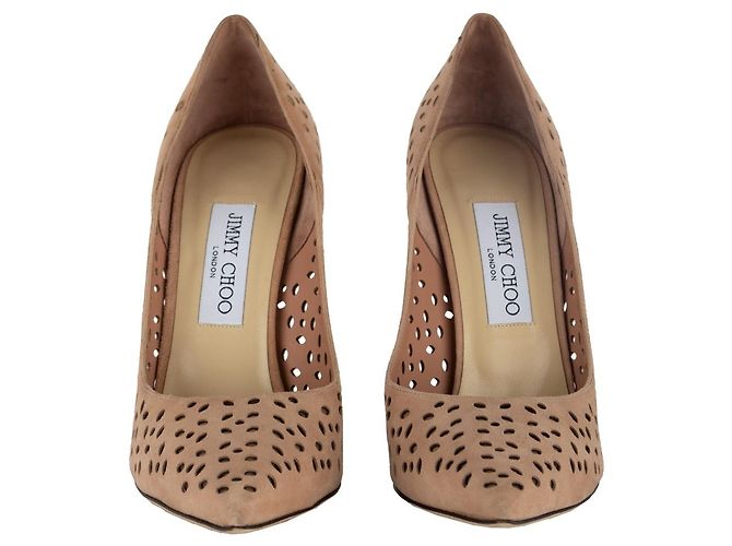 Jimmy Choo Anouk Pumps aus beigem perforiertem Leder - Ansicht 2