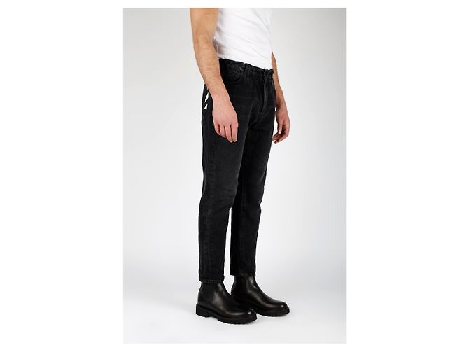Off White Jeans Off-White Denim Label Nero - vista 2