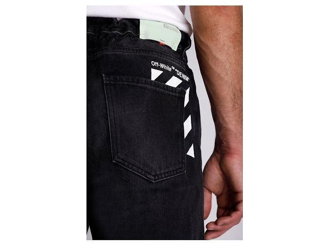 Off White Jeans Off-White Denim Label Nero - vista 4