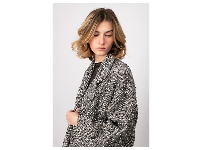 Cappotto a spina di pesce con perline Gianfranco Ferré Grigio - vista 2