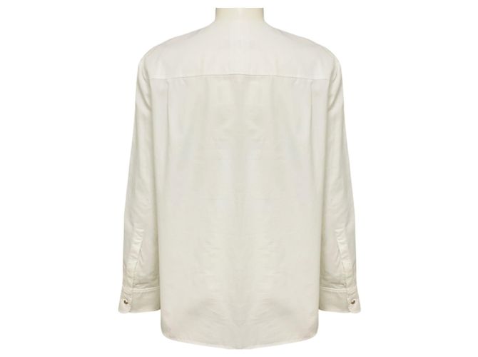 Blusa Balenciaga bianca a maniche lunghe in cotone con anelli Bianco - vista 3