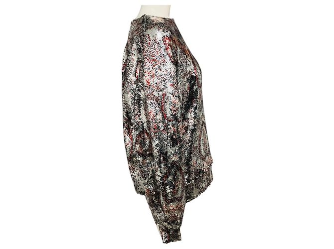 Top Olivio Isabel Marant in paillettes multicolore metallizzate argento Metallico - vista 2