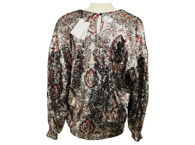 Top Olivio Isabel Marant in paillettes multicolore metallizzate argento Metallico - vista 3