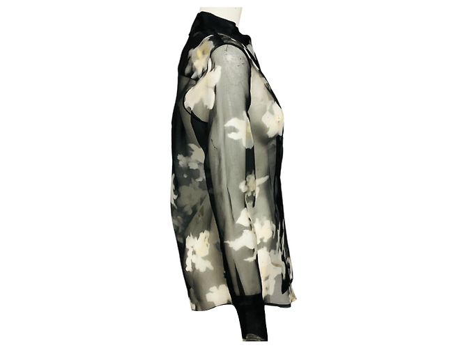Top Chika de gasa transparente con estampado floral Black / Ivory Altuzarra Negro - vista 2