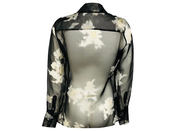 Top Chika de gasa transparente con estampado floral Black / Ivory Altuzarra Negro - vista 3
